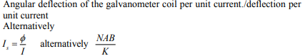 Define the term ‘current sensitivity’ of a moving coil galvanometer.
